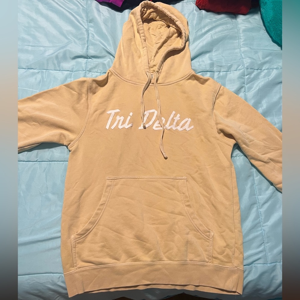 Pastel yellow tri delta hoodie